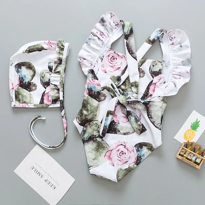 Купальный костюм детский цельный купальник для детей бикини девочек кружевной