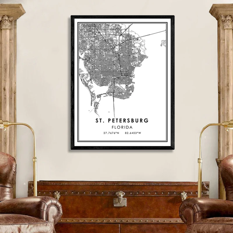 

St. Petersburg map print poster canvas | St. Petersburg map print poster canvas | Florida Gift Map Wall Art