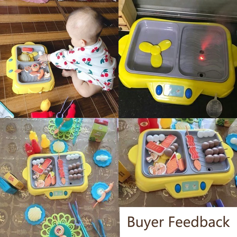 

Babyinner Children Play House Hot Pot Barbecue Grills Toy Model Spray Kitchen Cooking Kebabs Small Appliances Toys 3 Years Old