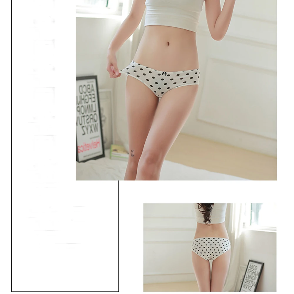 Женские трусики в полоску милое нижнее белье горошек сексуальное хлопковое с