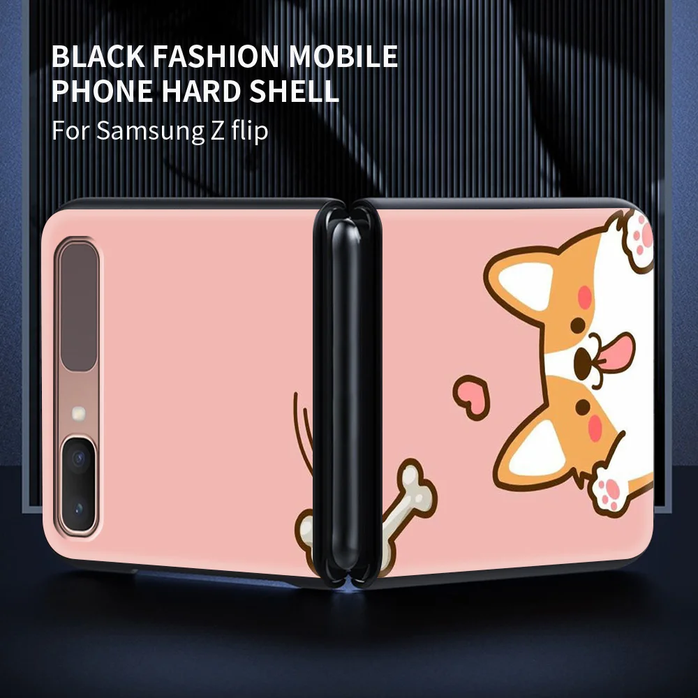 

Case For Samsung Galaxy Z flip Case Protective Shell Shockproof Hard Cover Smartphone Accessories Funda Cute Cartoon Dog