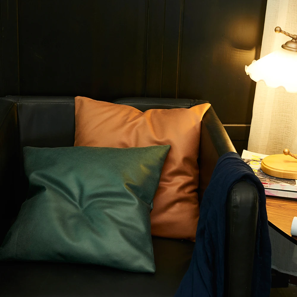 

Imitation Leather Pillowcases Decoration Cushion Covers For Sofa Car Seat Pillow Cover Waterproof Soild Color Throw Pillow Case