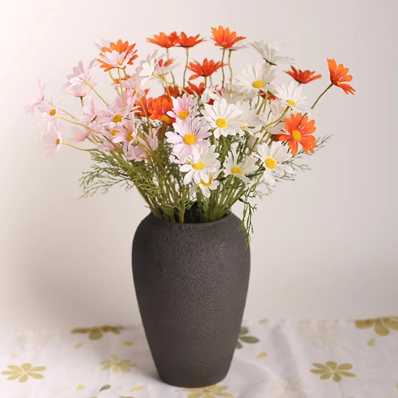 5 Forks Heads Artificial Daisy Flowers Silk Stamen Small for Wedding Home Table Decoration Fake Chamomile | Дом и сад