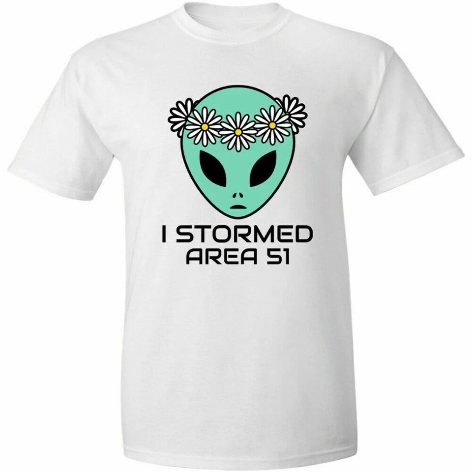 I Stormed Region 51 Pretty Alien Face t-Shirt District Stock UFO Tops Tee Shirt S M L 2xl 3xl | Мужская одежда