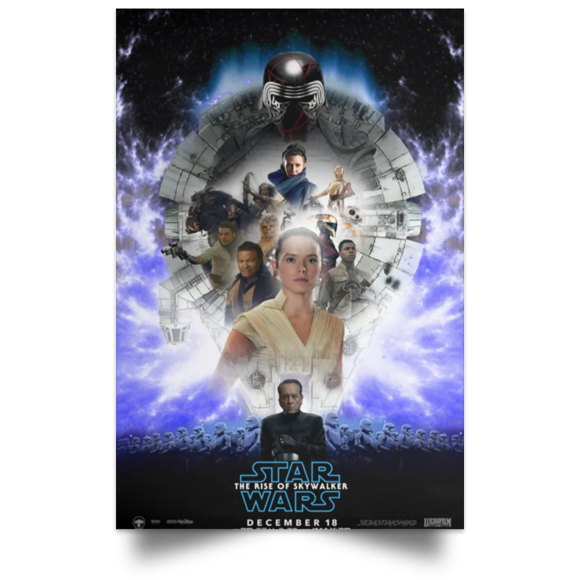Звездные войны 9 Футболка Горячая 2019 The Rise Of Skywalker Fight Print 16X24 24X36| |