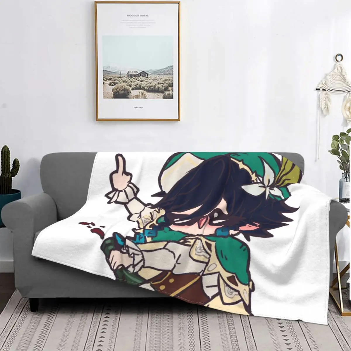 

Venti Drunk Blanket Genshin Impact Game Plush Warm UltraSoft Flannel Fleece Throw Blanket For Sofa BedSheet Cover Picnic Gift