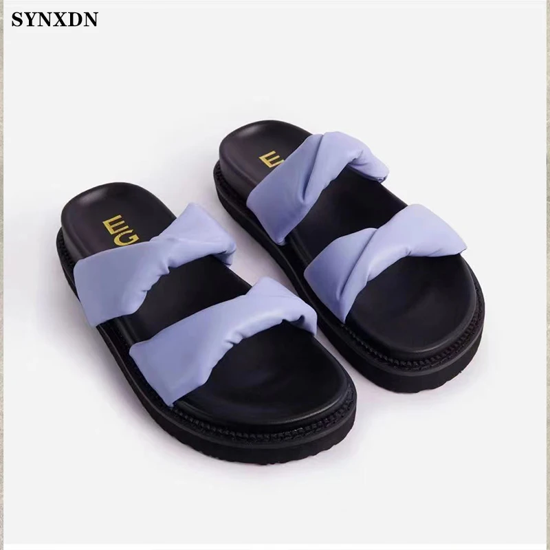 

SYNXDN Casual Beach Women Slippers Flats Flip Flops Soft Chaussures Femme Slides Open Toe Summer Nons-slip Slaps