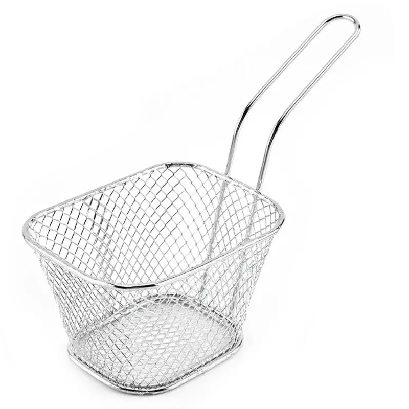 F1CC Portable Mini Chip Fryer French Fries Basket Frying Pan Filter Kitchen Cooking Chef Strainer Table Food Serving | Дом и сад