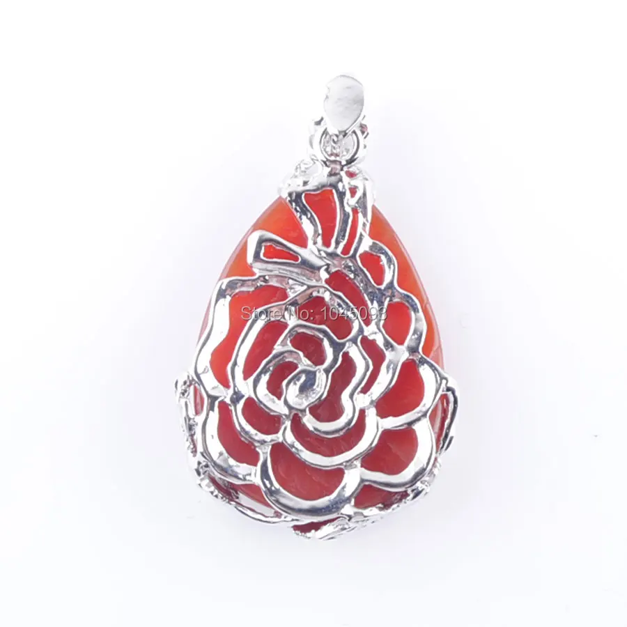 YOWOST Natural Deep Red Agates Gem Stone Teardrop Silver Plated Reiki Chakra Pendant Bead 1PCS QN3468 | Украшения и аксессуары
