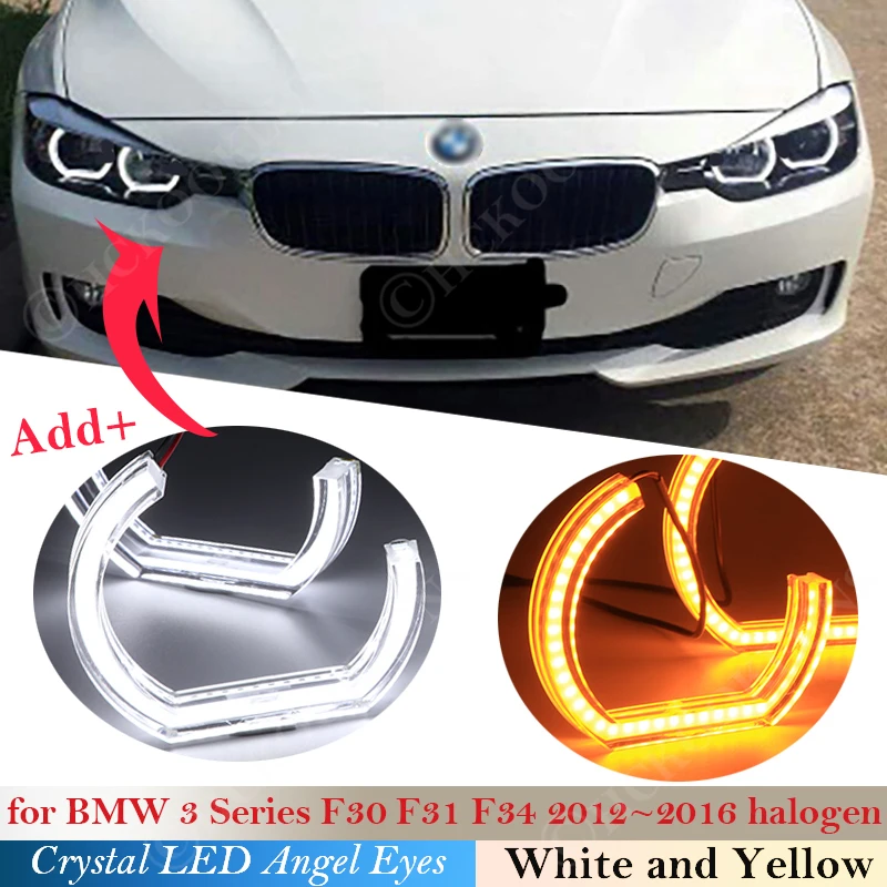 

Crystal LED Angel Eyes For BMW 3 Series F30 F31 F34 2012 -2016 Halogen headlight DTM Style Halo Rings Light kits Turning Signal