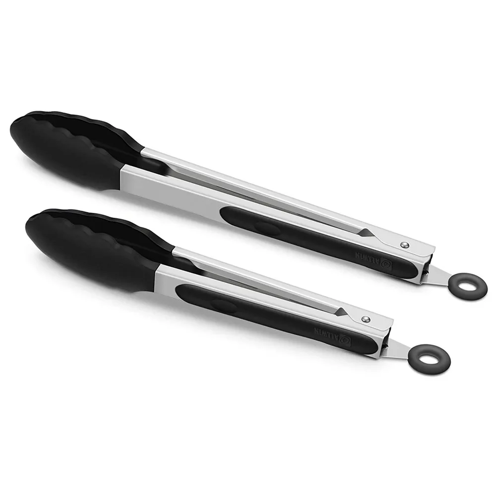 Silicone Food Tong Set Stainless Steel Kitchen Tongs Non-slip Cooking Clip Clamp BBQ Salad Tools Grill Kitchen Accessories
