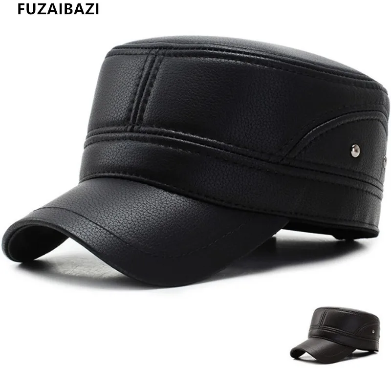 FUZAIBAZI 2021 новая осенне-зимняя мужская сохраняющая тепло защита ушей кожаная
