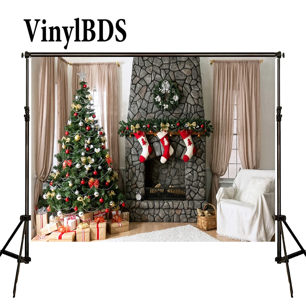 

VinylBDS Backdrop Fireplace Sock Curtains Fondo Fotografico De Studio Yellow Box Basket Sofa Backgrounds For Photo Studio