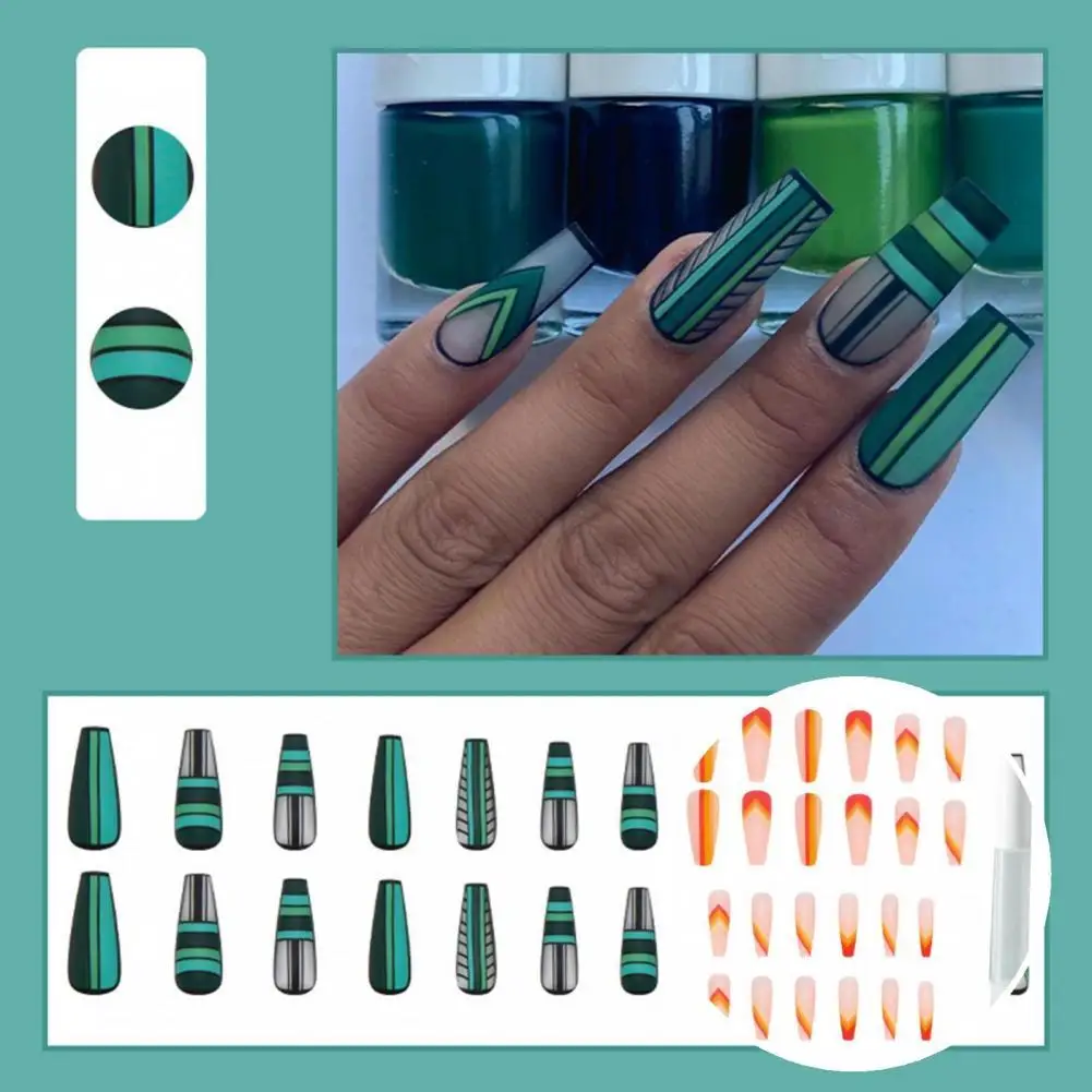 

1 Set False Nails Anti-Fading Long Convenient Ladies DIY Coffin Nails Nail Tips for Banquet