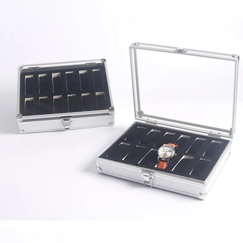 

Metal Watch Box 6/12 Grids Silver Watch Display Case Storage Box Holder Organizer Jewelry Display Packed Packed In Bubble Column