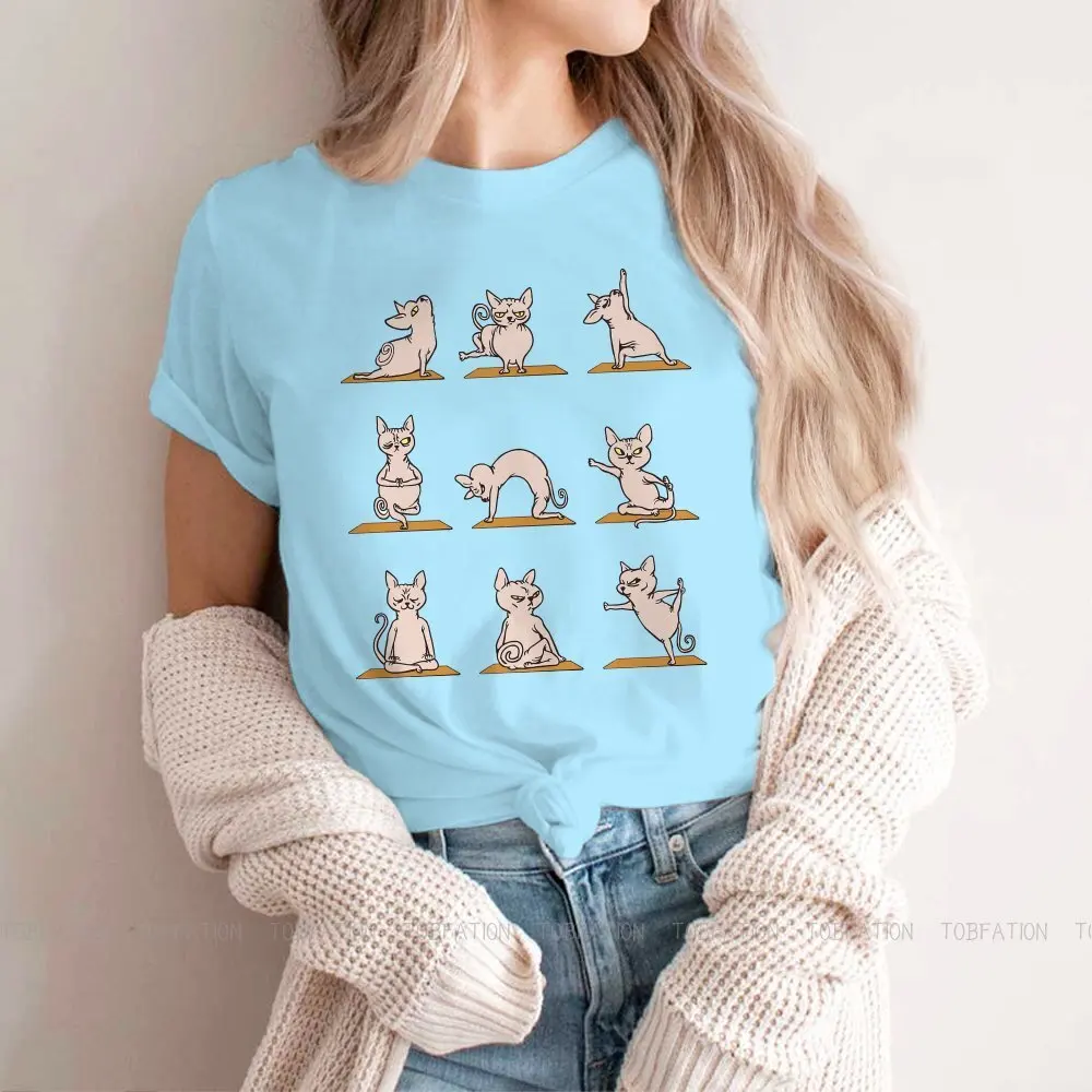 Yoga Cute Girls Women T-Shirt Canadian Sphynx Cat Blusas Harajuku Casual Short Sleeve Vintage Oversized Tops | Женская одежда