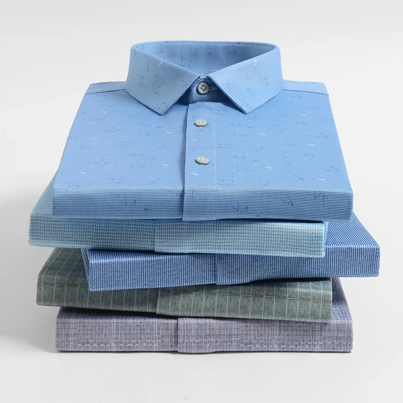 

Fashion New Shirts Short Sleeve Man Caual Summer Business Thin Casula Non-iron Soft Comfort Square Neck Button Down Male Camisa