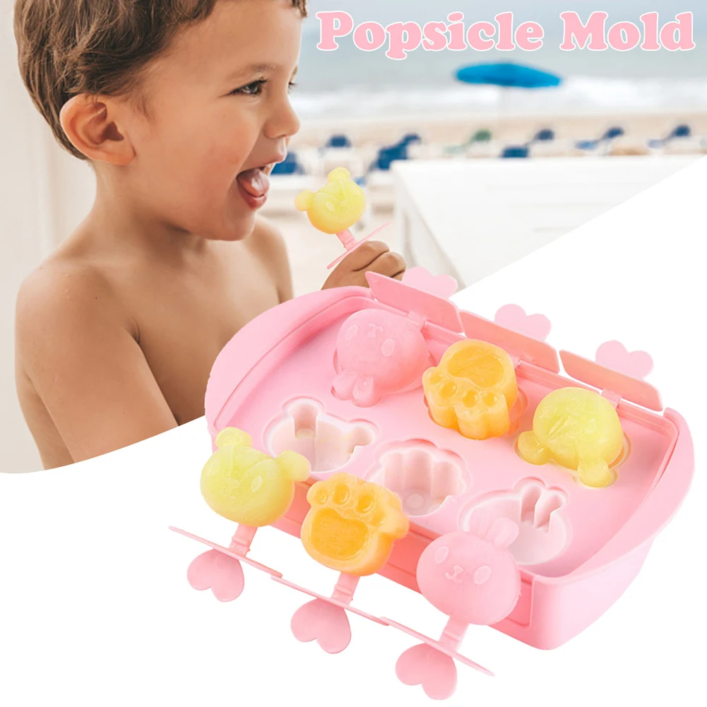 

Foodgrad Silicone Popsicle Mold Kids Diy Cartoon Rabbit Ice Cream Mold Reusable BPA-Free Ice Pop Mold With Lids and Sticks