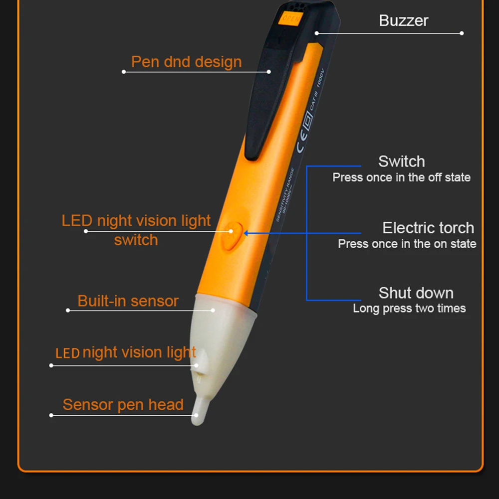 Бесконтактный интеллектуальный тест-карандаш Электрический тест er Pen 90-1000 В измеритель напряжения тока детекторы NCV индукционные электрические инструменты