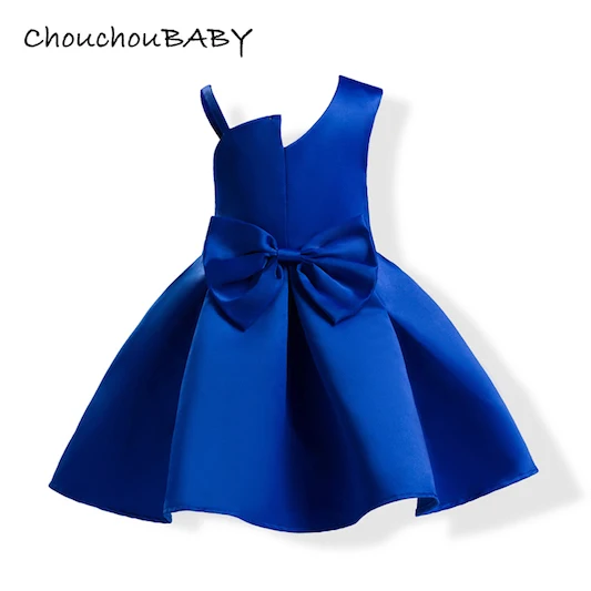 Sapphire Petit Camelia/нарядное платье для девочек на свадьбу официальная одежда платье принцессы с бантом Детские платья для девочек, детские костюмы для детей 3, 5, 7, 9 лет - Цвет: Sapphire