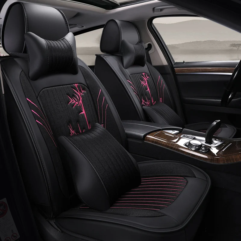 Чехол для автокресла из искусственной кожи с полным покрытием льняные