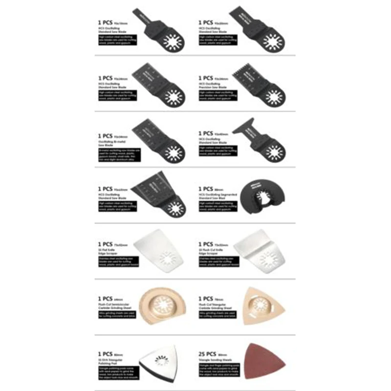

38pcs Multi Function Oscillating Tool Saw Blades Rasp For Fein Multimaster Bosch