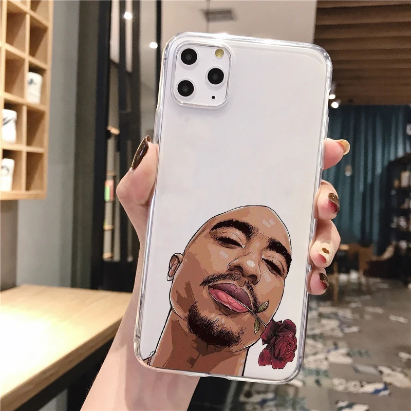 Rapper 2pac singer Tupac TPU soft Phone case For iphone 12pro max SE 5S 6 6S 7 8 plus 12mini XS XR XSMAX 11PRO MAX back coque