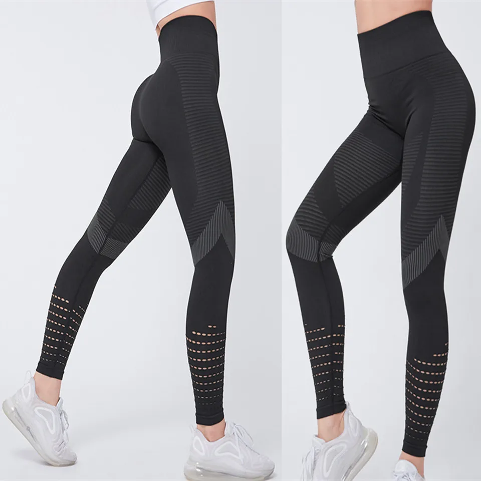 

Women Fitness High Waist Push Up Patchwork Hollow Out Spandex Leggin Femme Leggings Seamless High Impact Padded Bar Vest Tanks