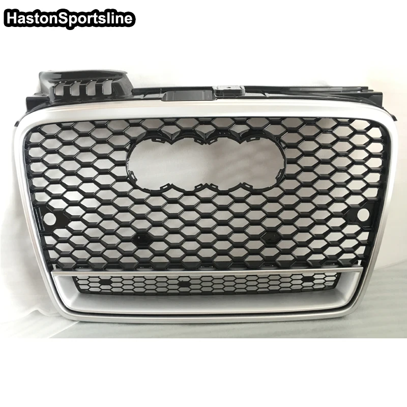 

A4 B7 Silver Front Racing Grills Honeycomb Hood Guard for Audi A4 B7 Standard Bumper 2005-2008 Car Accessories for Quattro Style