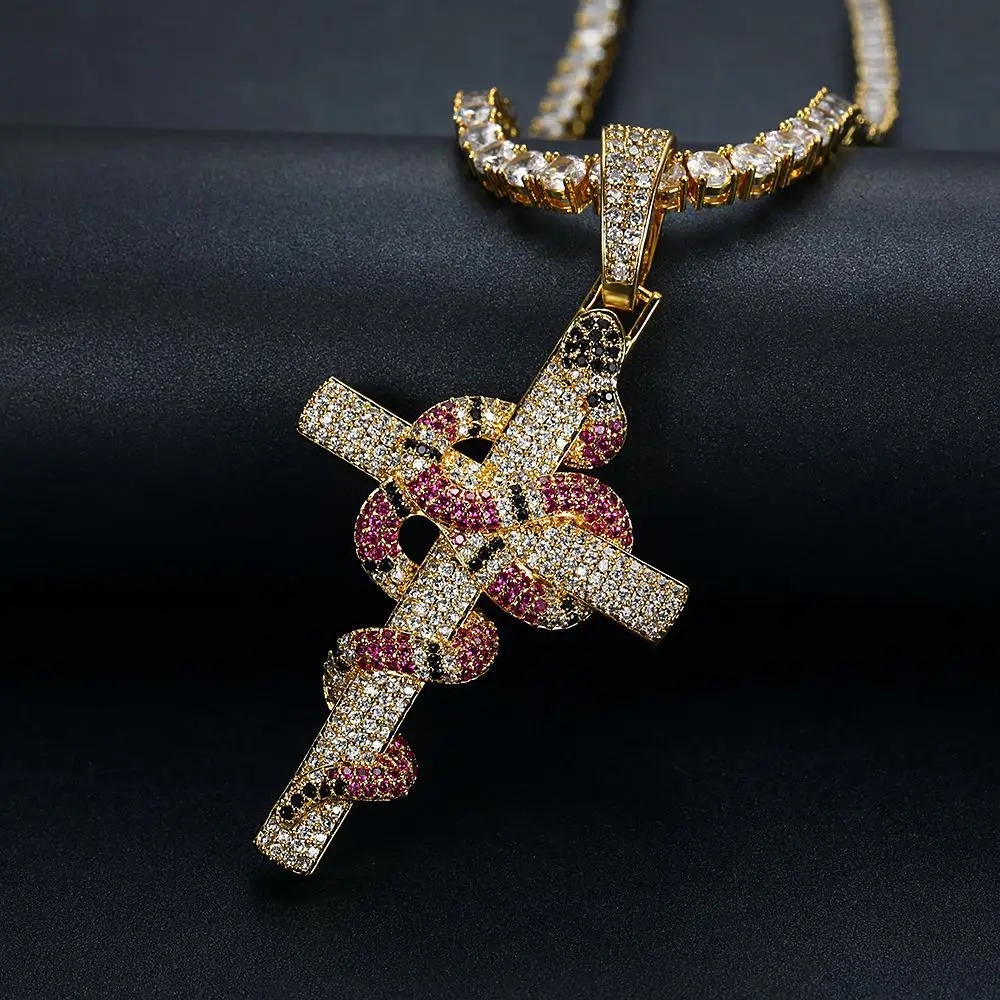 Ожерелье и подвеска в виде змеи с животными 4 мм цепь для тенниса золотого цвета