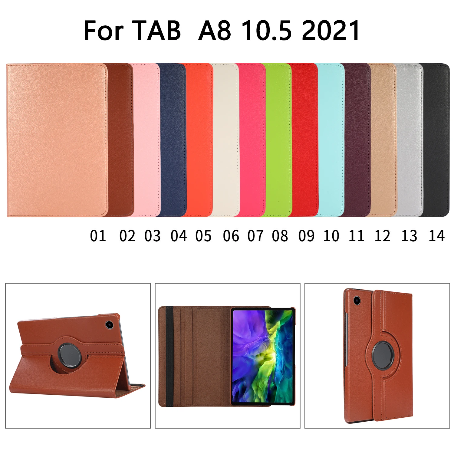 

Чехол-подставка из ПУ кожи для Samsung Galaxy Tab A8 360 дюйма