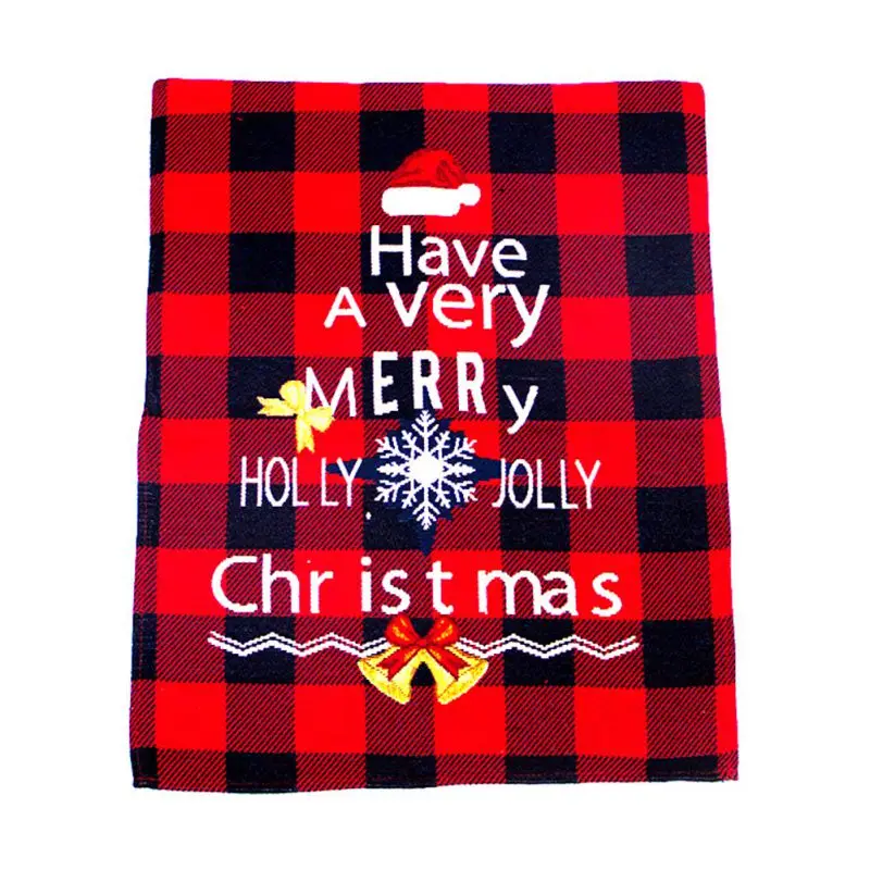 

Christmas Decorations Red Black Checked Elk Chair Cover Home Decor Restaurant Hotel Printed Chair Cover
