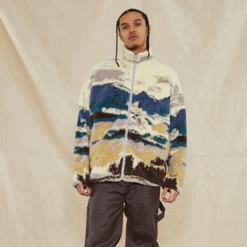 

Luxury Borg Fabric Warm Men's Jacket Coat 2021 Winter Zipper Pockets Loose Men Coat Streetwear Oversized Men Jackets Outerwear