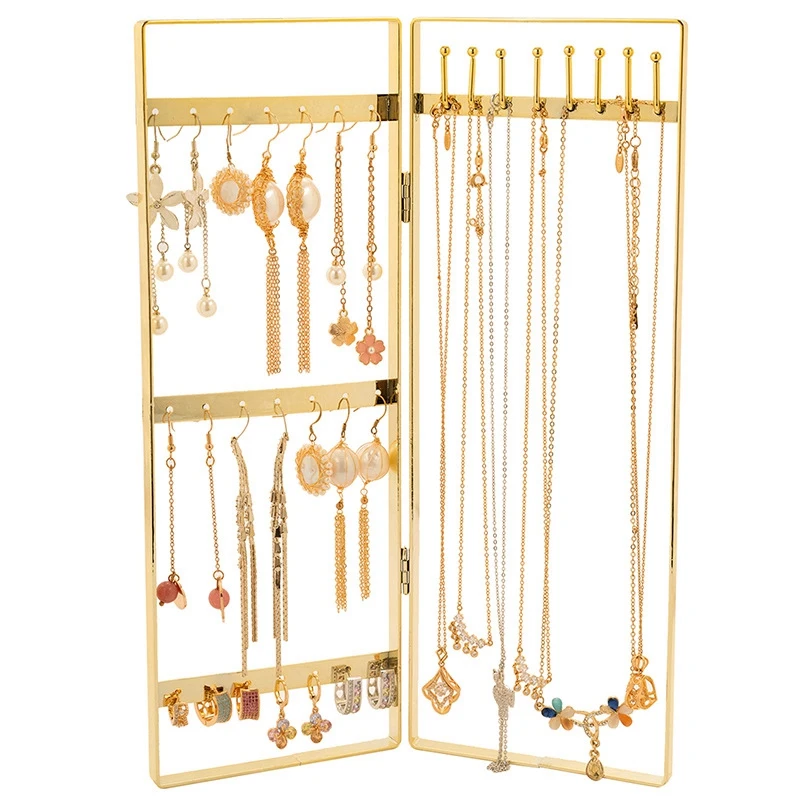 

2-Panel Jewelry Organizer,Jewelry Holder, Foldable Jewelry Hanger, Portable Jewelry Display Rack for Earrings, Necklaces