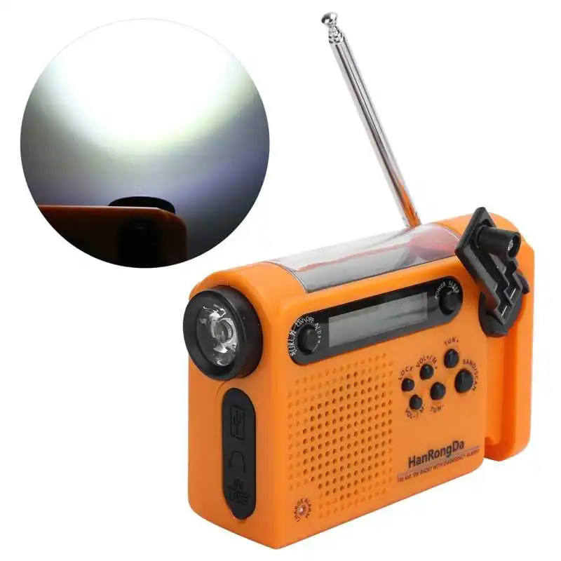 

audifono fone de ouvido Portable Full Band Radio Solar Charging FM/AM Radio with Flashlight for Emergency Use