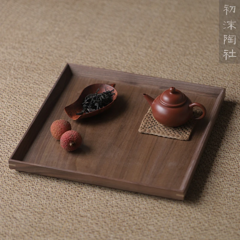 

Деревянный поддон из японского черного ореха, врезной и сочлененный чайный набор из массива дерева, поддон для еды, все домашние деревянные ...