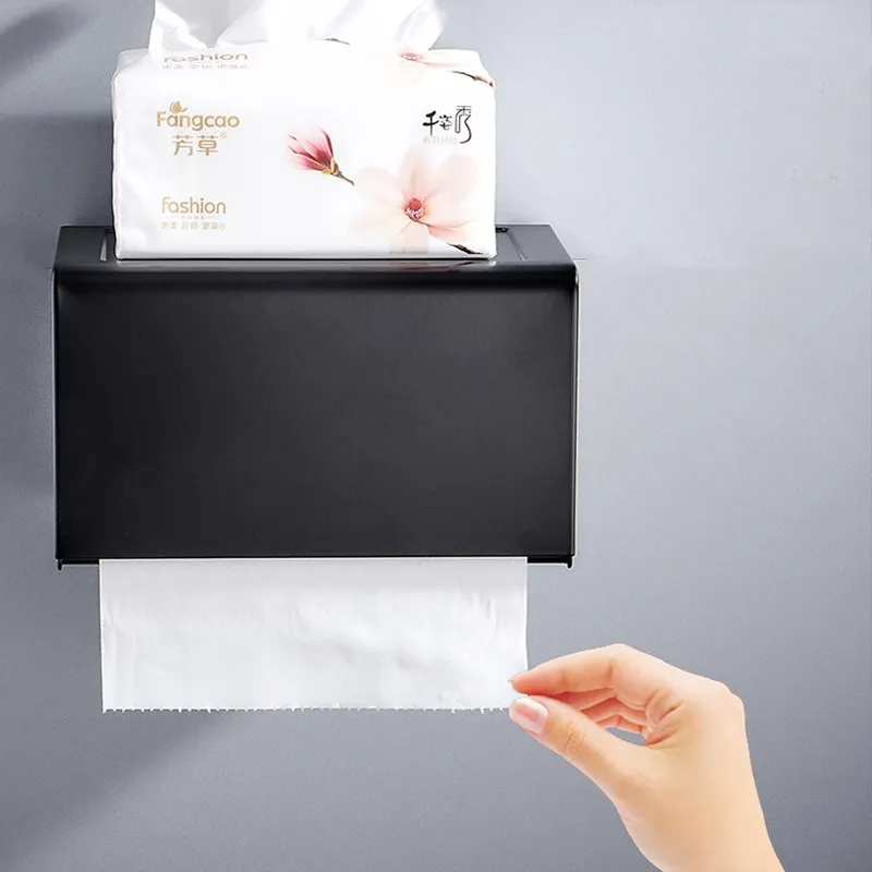 WZLY Matte Black Paper Box Bathroom Towel Dispenser Wall Mounted Aluminum Tissue Holder Commercial Hand Racks | Обустройство дома