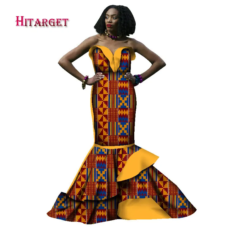2020 african dresses for women dashiki style femme african clothes graceful lady print wax plus size party long dress WY1782