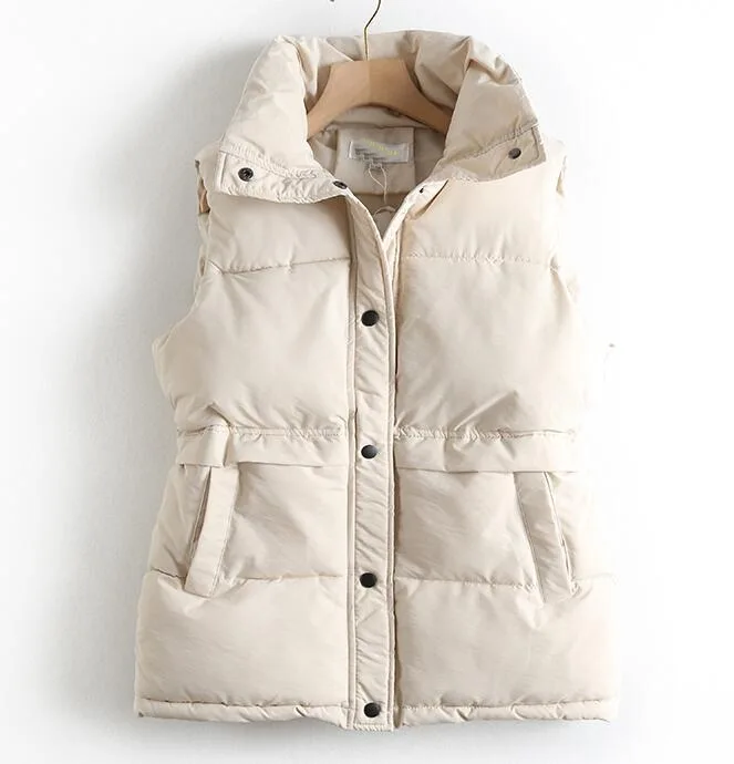 

Women's Korean Style Solid Sleeveless Winter Keep Warm Winter Vest Coat Single Women Breasted Loose Thick Fashion Vest