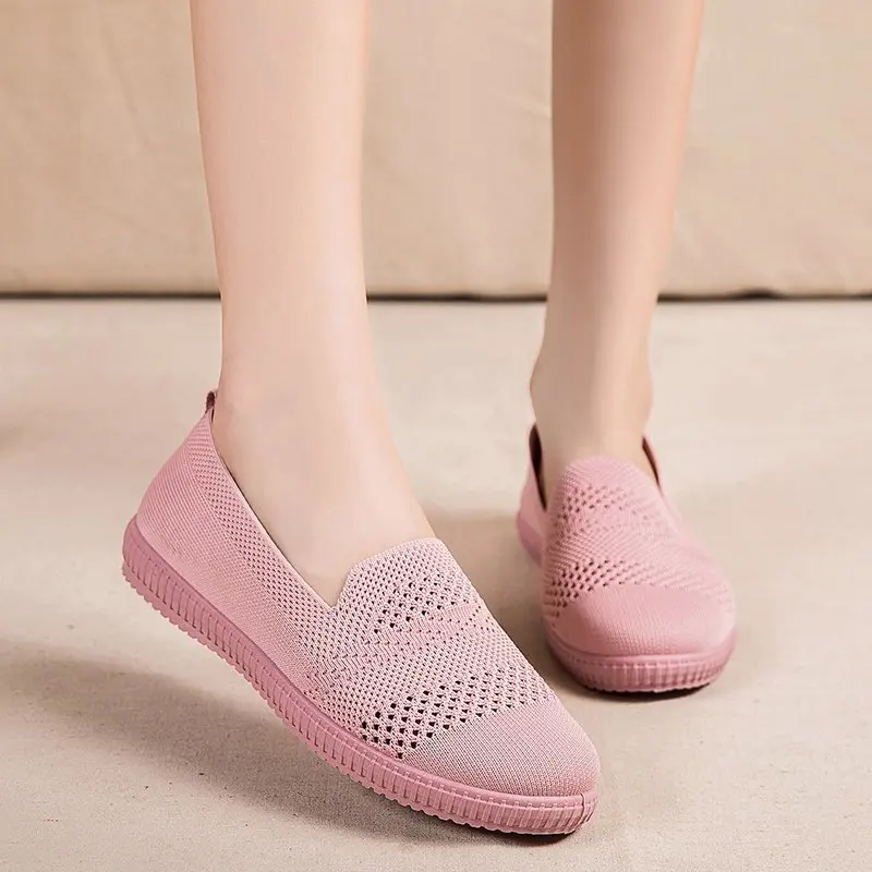 

Rimocy Women Breathable Air Mesh Sneakers White 2021 Light Soft Flat Walking Shoes Woman Slip on Knitted Casual Shoes Ladies
