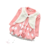 popular baby girl cute plush dot flower edge dress yf141