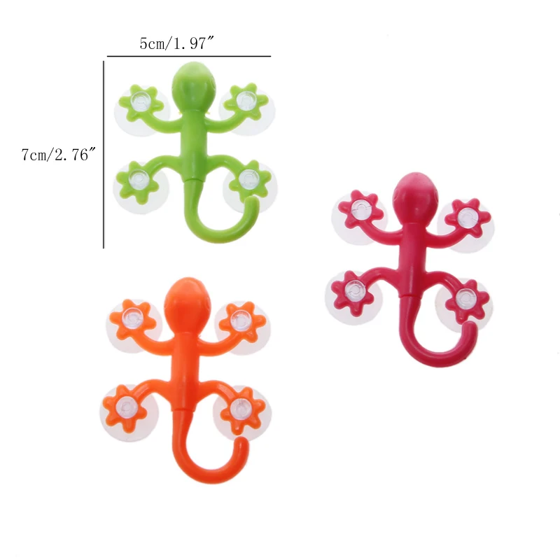 

Gecko Powerful Plastic Four Suction Cups Hook Wall Hanger Decoration Bathroom P15D
