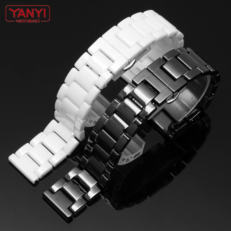 Ceramic watch bracelet 14mm 15 16 17 18 19 20 21mm 22mm watchband white black strap wristwatches band not fade water resistant