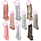 Многоразовые презервативы удлинитель фаллоимитатора, секс-игрушки для мужчин, насадки на пенис, кольцо на пенис, кольцо для задержки с твердой имитацией головки