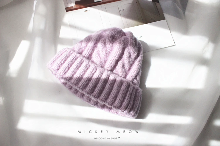 Взрослая осенняя и зимняя вязаная шапка, одноцветная женская шапка, скрученный старинный головной убор, теплая маска в горошек, зимняя шапка для девочек с женскими ушами