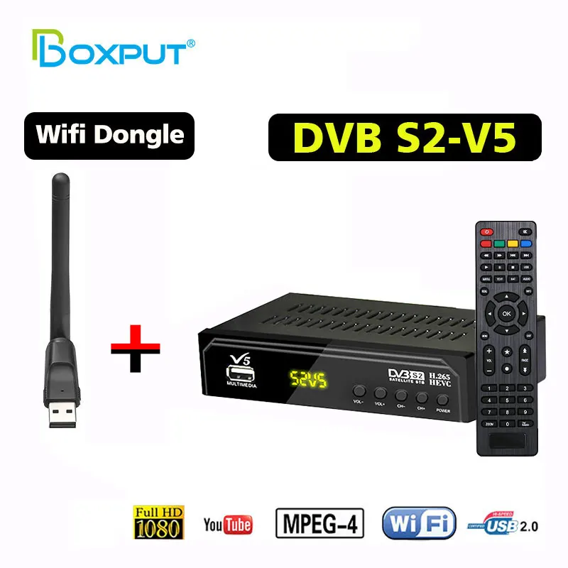 Спутниковый ТВ-приемник DVB S2 V5 H.265 цифровой поддержка Youtube HD USB Wi-Fi ТВ-приставка |