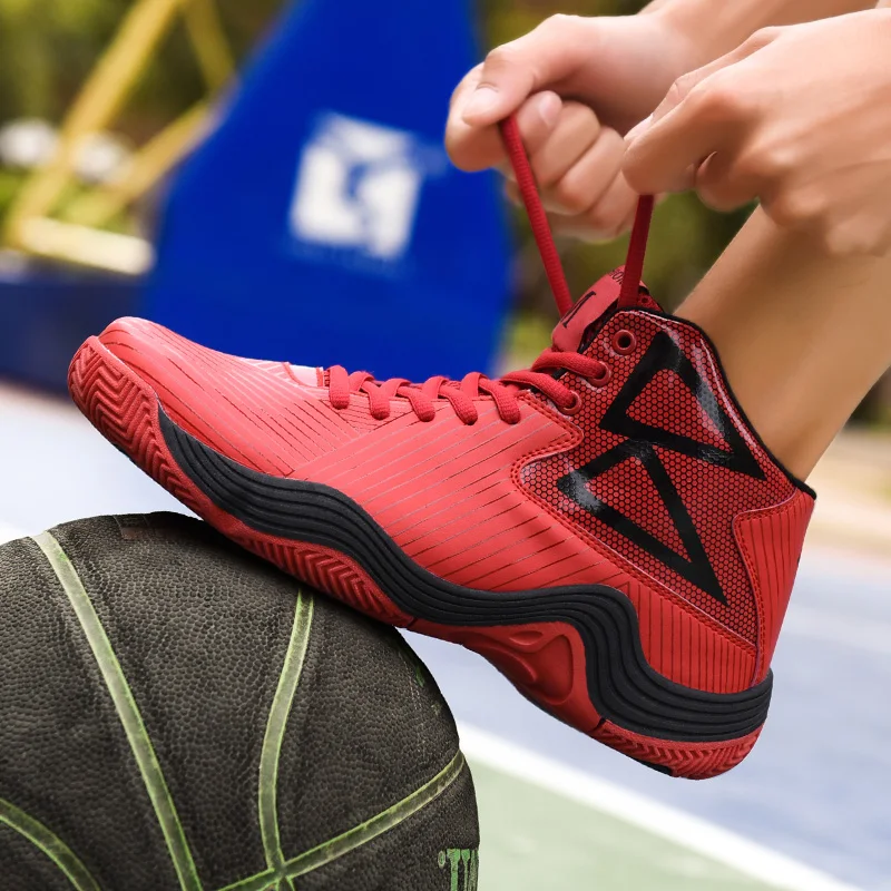 

Men’s Cheap Basketball Shoes High Top Red Sneakers Man Outdoor Comfortable Breatahable Basketball Sneakers for Men bambas hombre