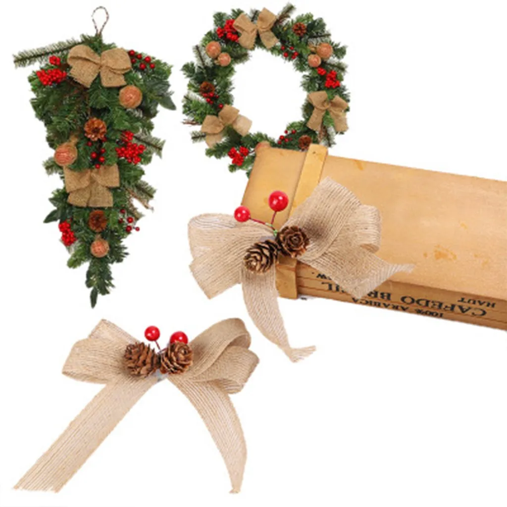 Рождественские конусы красные фруктовые украшения банты для рождественской