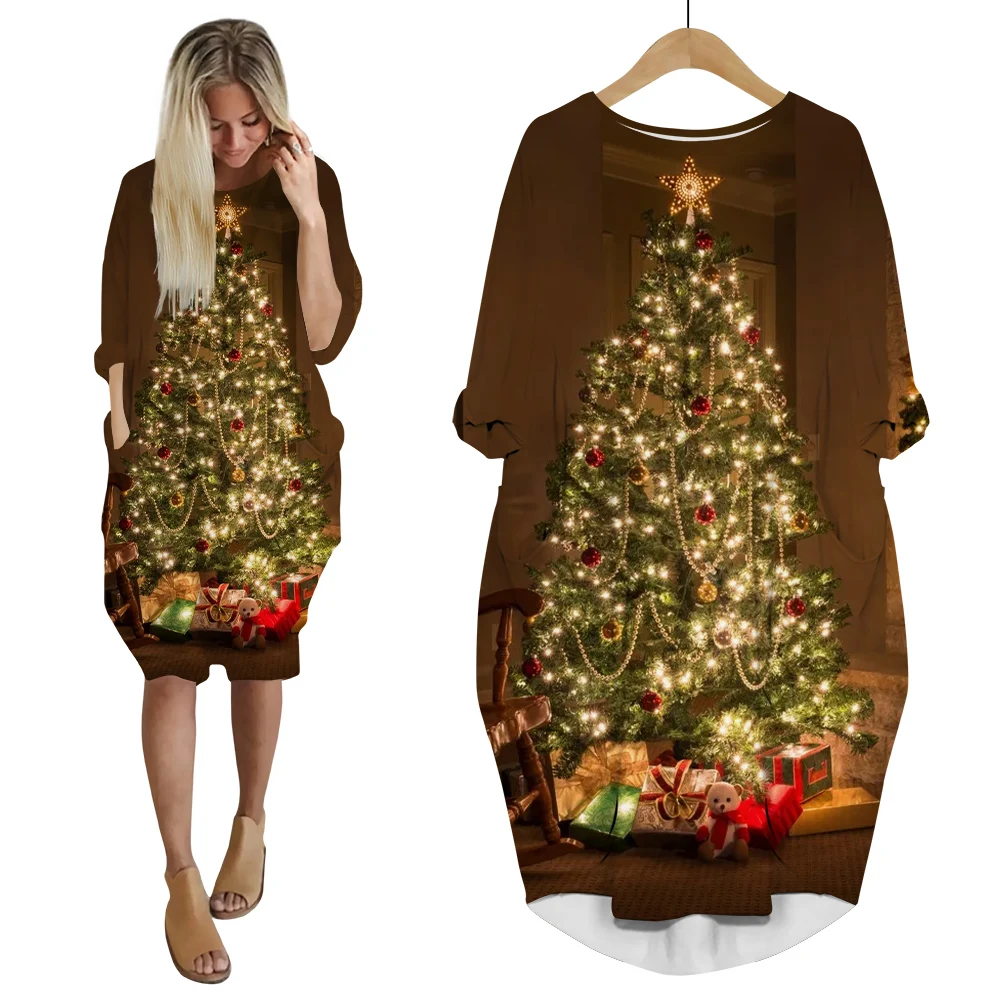 CLOOCL Счастливого Рождества платье 3D печатная Рождественская елка Снеговик