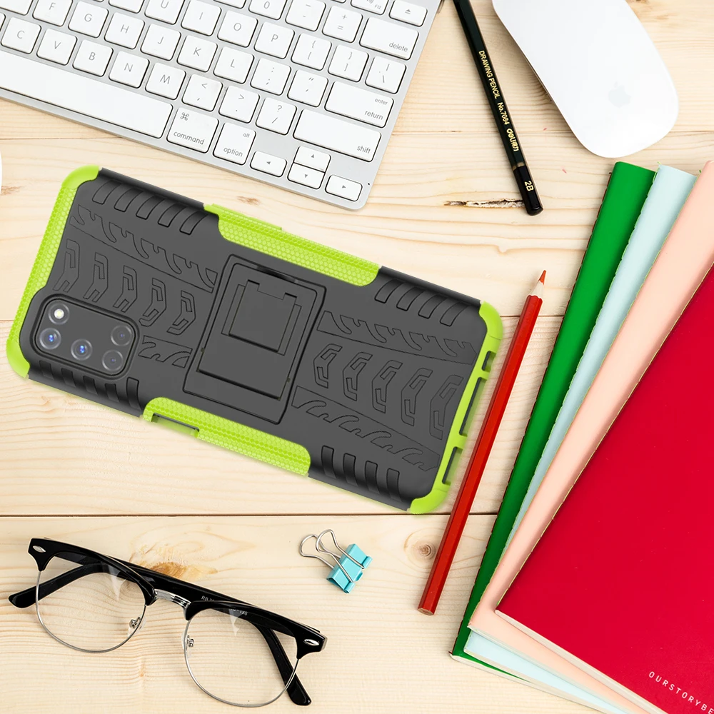 For Oppo A72 Case Cover For Oppo A52 A92 Anti-knock Bumper Heavy Duty Armor Stand Silicone Phone Back Cover Case For Oppo A72